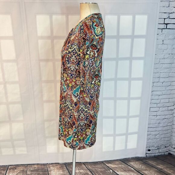 🔥5/25 sale🔥 Veronica M. Lace Up Long Sleeve Damask Print Mini Dress Size S - Picture 6 of 10